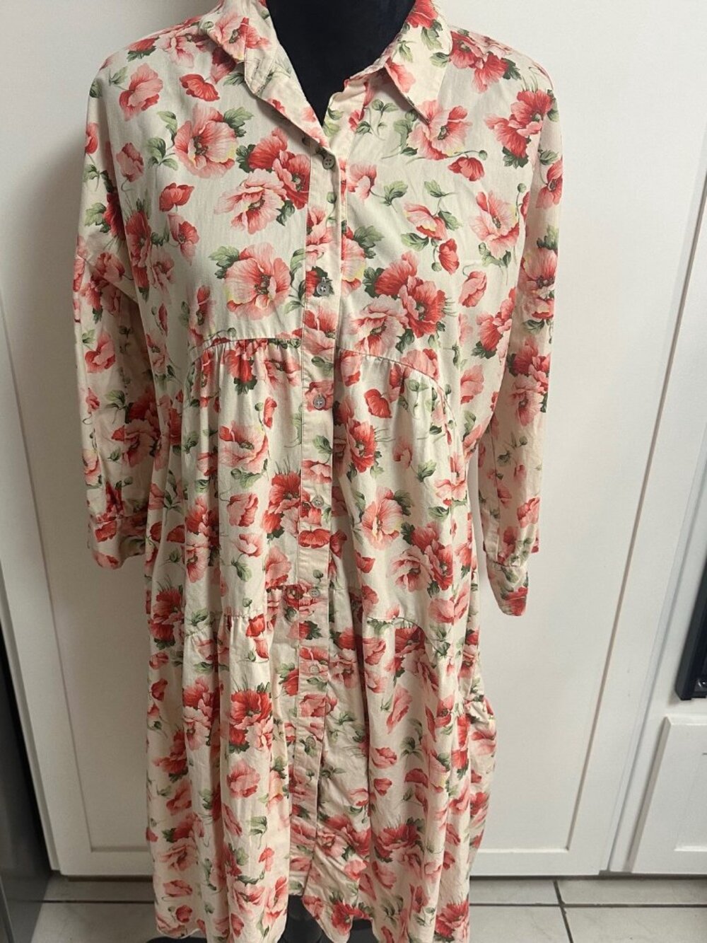 Zara Floral Print Tiered Dress Large Multicolor Loose Fit Boho